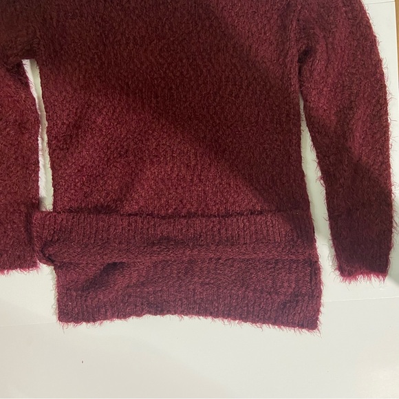 Fuzzy burgundy cowl neck sweater size M - Picture 2 of 5